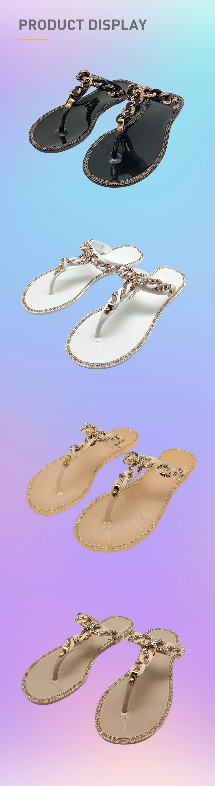 Manufacturer Supplier Summer Women and Ladies Tong Sandasl Jelly Flip-Flop