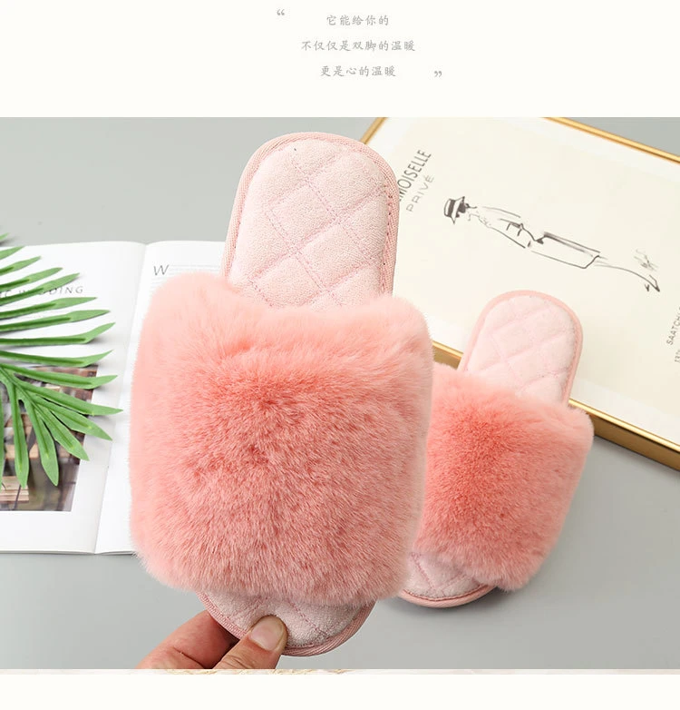 Happy Slides Womens Slip on Fuzzy Slippers Memory Foam House Winter Outdoor Indoor Warm Plush Bedroom Shoes